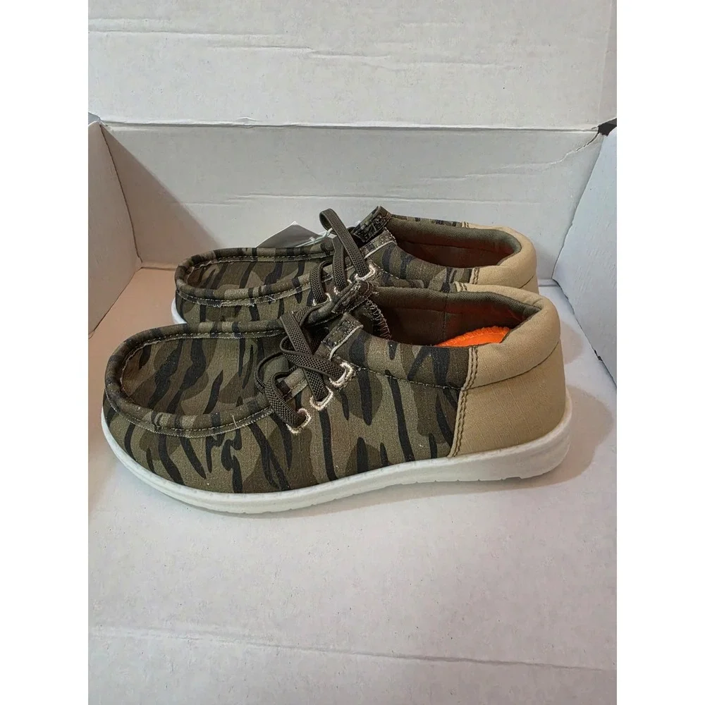 US Sports Youth Boys Camo Slip On Loafer Shoes Size 11 Kids Tiger Stripe Green